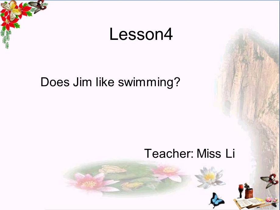 五年级英语上册Lesson4DoesJimlikeswimmingppt课件科普版.ppt_第1页