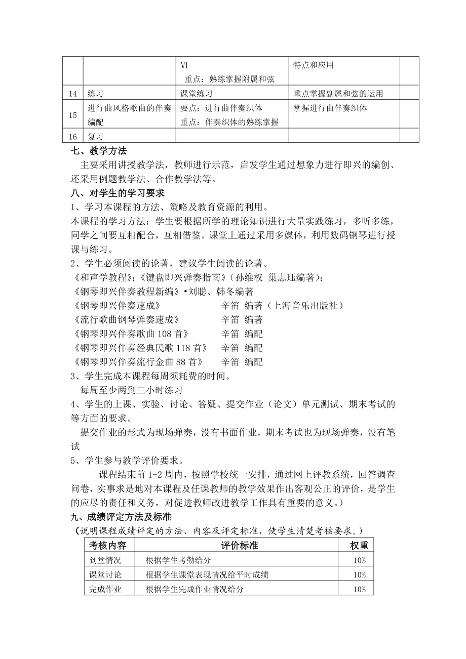 《钢琴即兴伴奏》课程教学大纲.doc_第3页