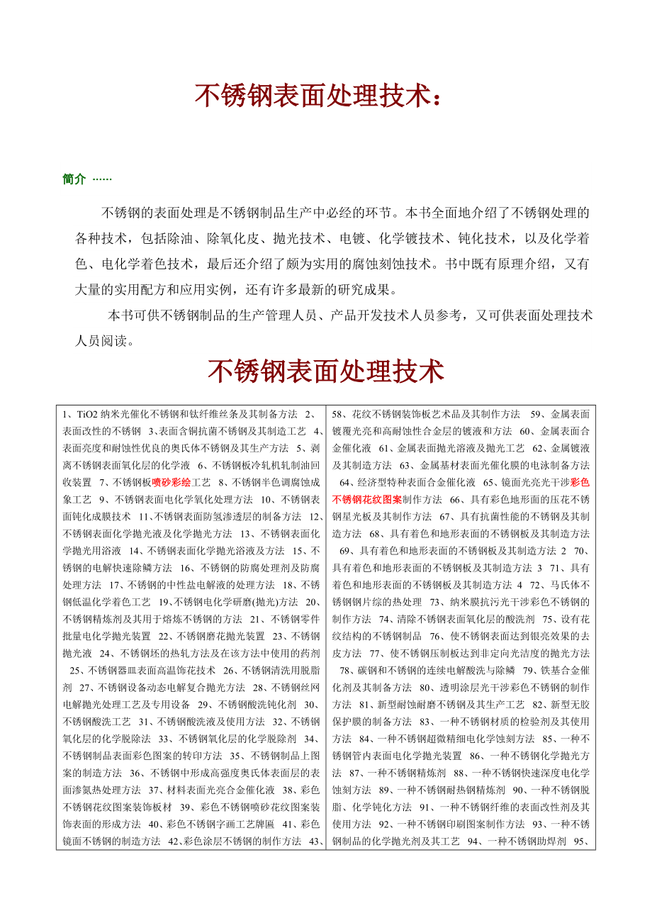 不锈钢表面处理技术.doc_第1页