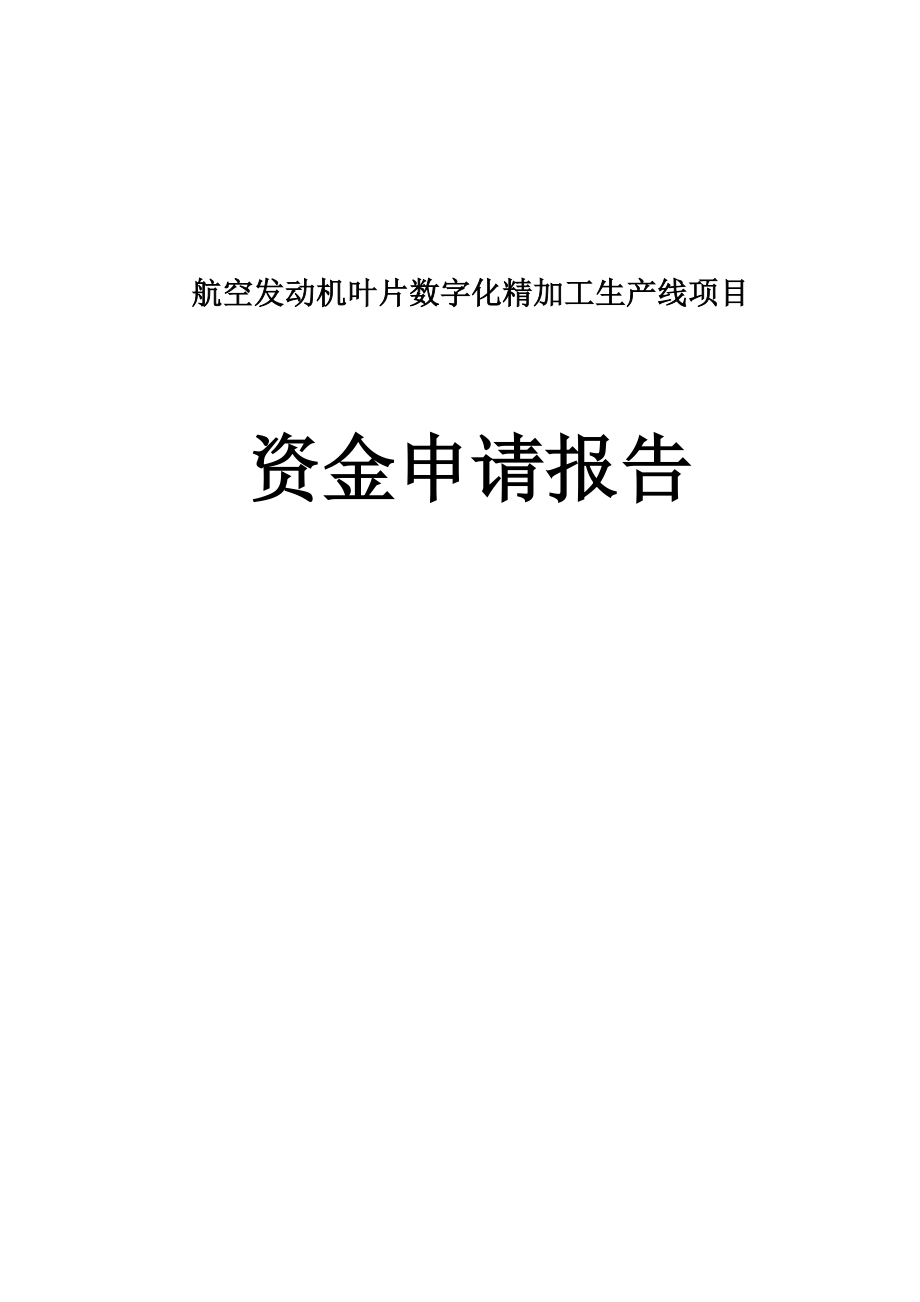 航空发动机叶片数字化精加工生产线项目资金申请报告.doc_第1页