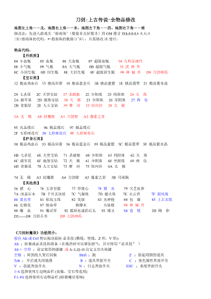 《刀剑外传之上古传说》物品修改.doc