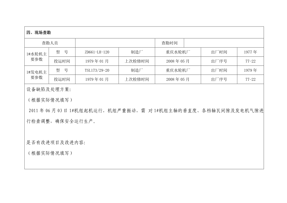 【精品】某电站1#水轮发电机组检修现场作业工序、工艺标准卡.doc_第3页