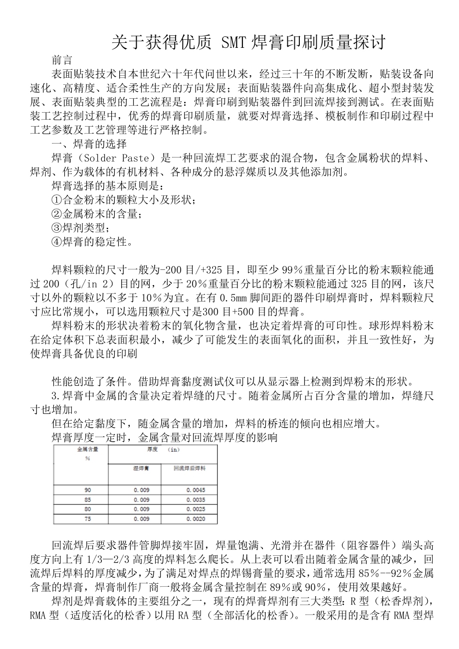 00245关于获得优质SMT焊膏印刷质量探讨.doc_第1页