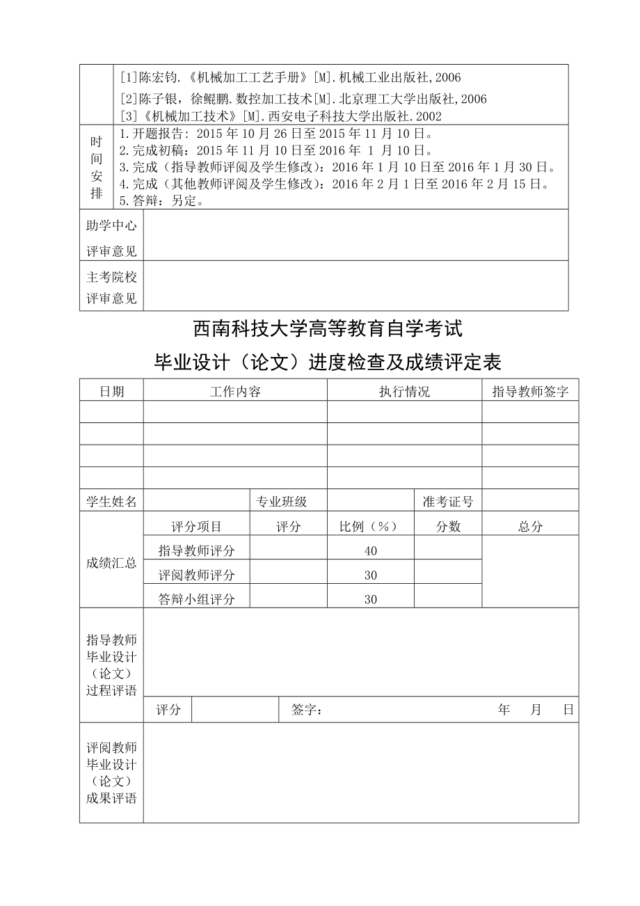 西南科技大学自考毕业设计螺纹轴的加工工艺设计 任务书.doc_第3页