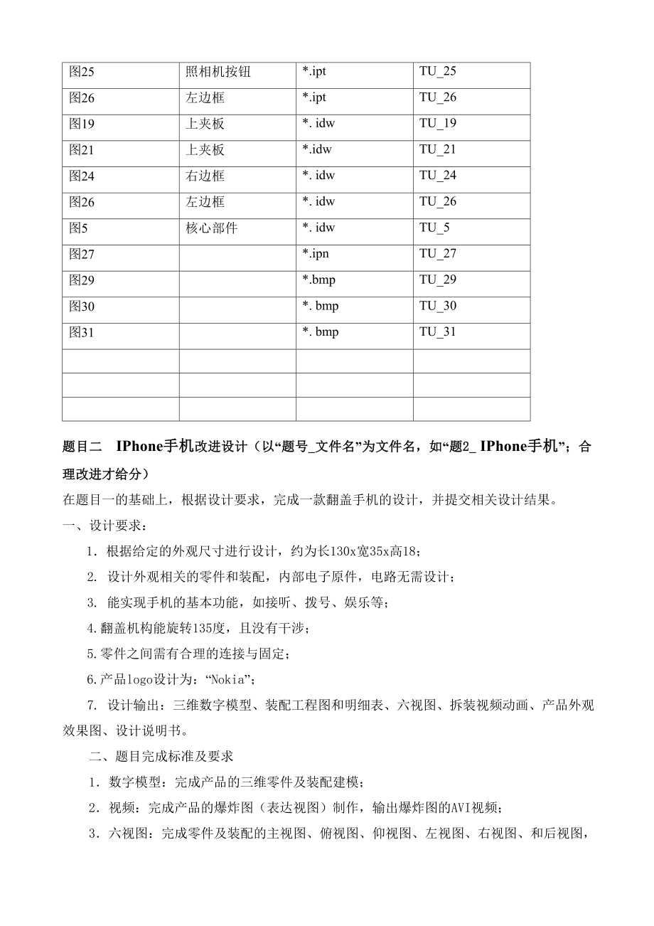 工业产品CAD竞赛试题—零件齐全的手机模型设计.doc_第3页