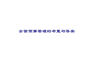 全面预算管理布置与落实课件.ppt