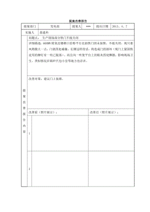 6S管理改善提案（生产现场部分铁门不能关闭） .doc