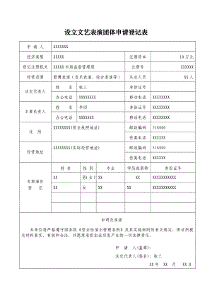 设立文艺表演团体申请登记表.doc