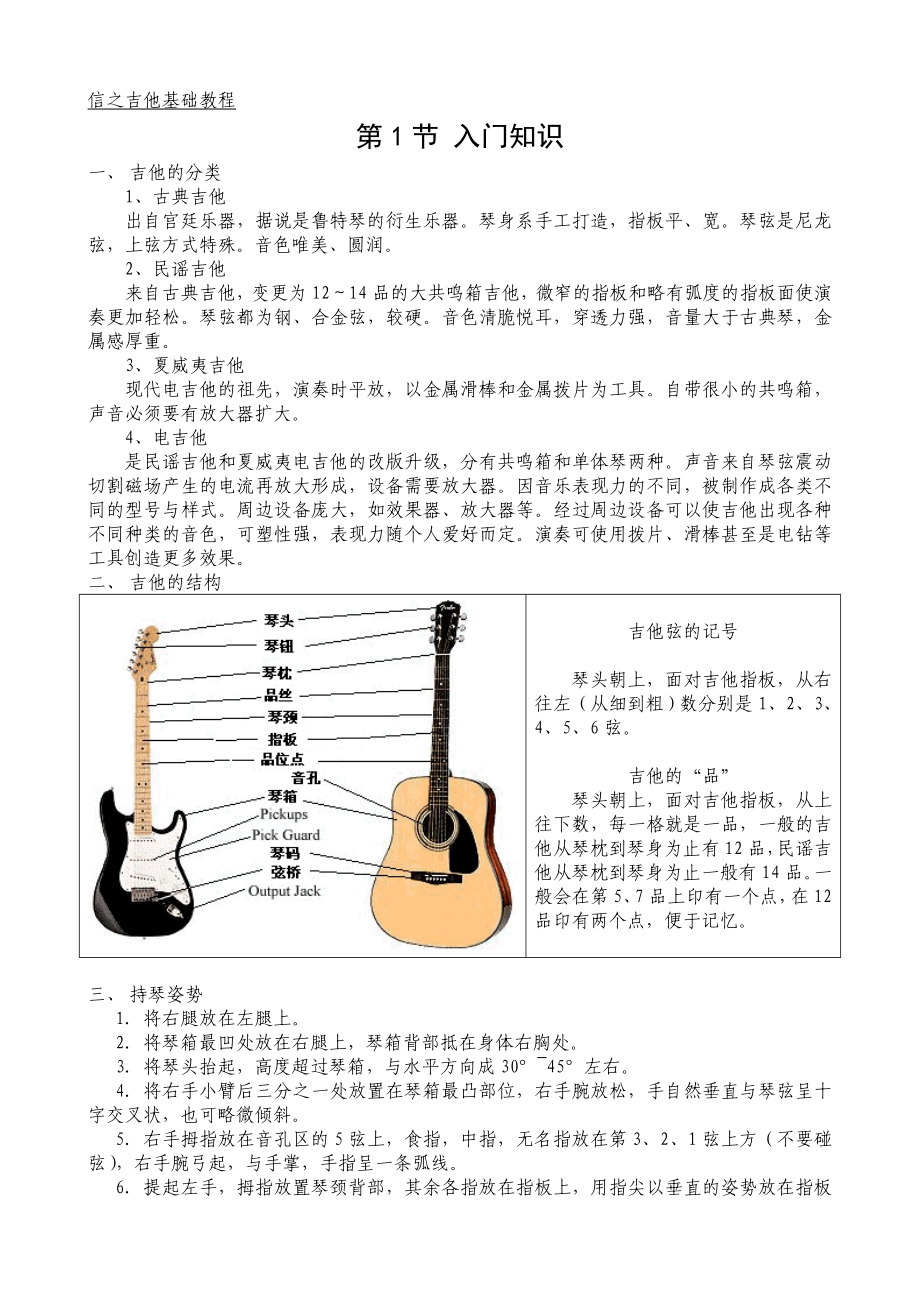 吉他基础教程入门知识.doc_第1页