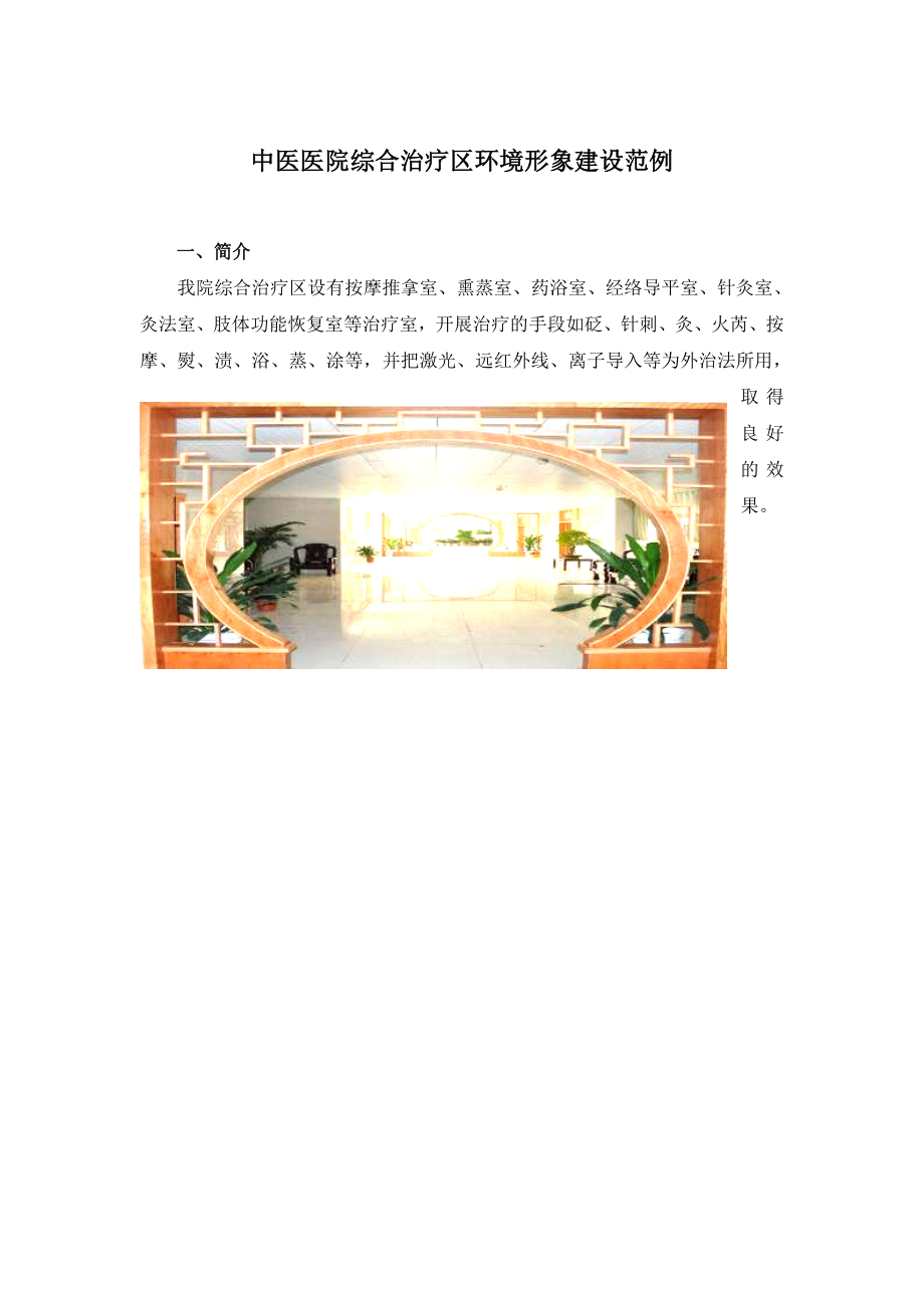 中医医院综合治疗区环境形象建设范例.doc_第1页