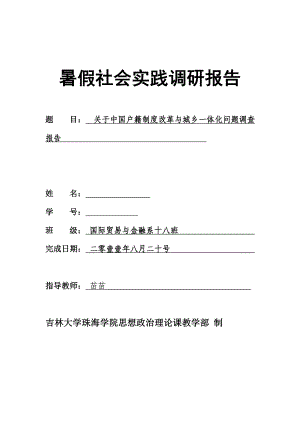 关于中国户籍制度改革与城乡一体化问题的调查报告.doc