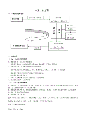 人教版初中数学一元二次方程知识点总结(含答案).doc