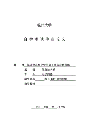 福建中小型企业的电子商务应用策略毕业论文.doc