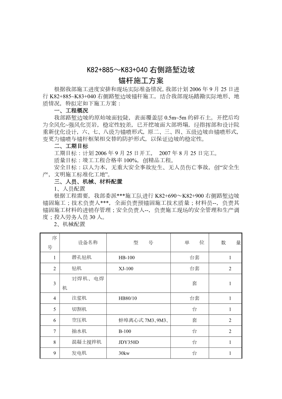 高速公路高边坡锚杆施工方案.doc_第1页