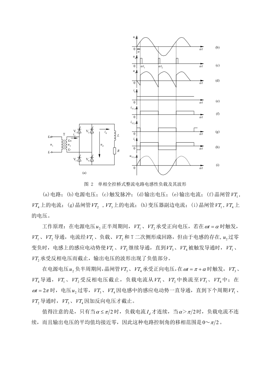 电力电子技术课程设计说明书单相可控变流器的设计.doc_第3页