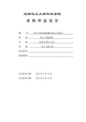 毕业设计产5000盐酸合成工艺设计.doc