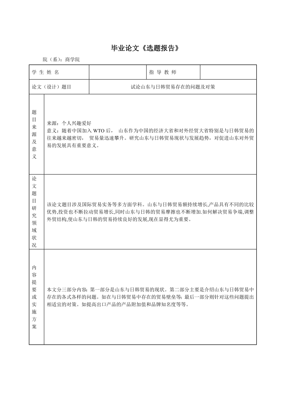 论山东与日韩贸易存在的问题及对策毕业论文.doc_第2页