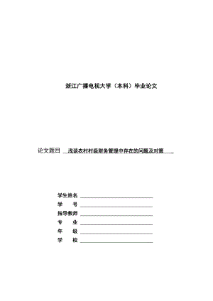 浅谈农村村级财务管理中存在的问题及对策村级财务管理毕业论文.doc