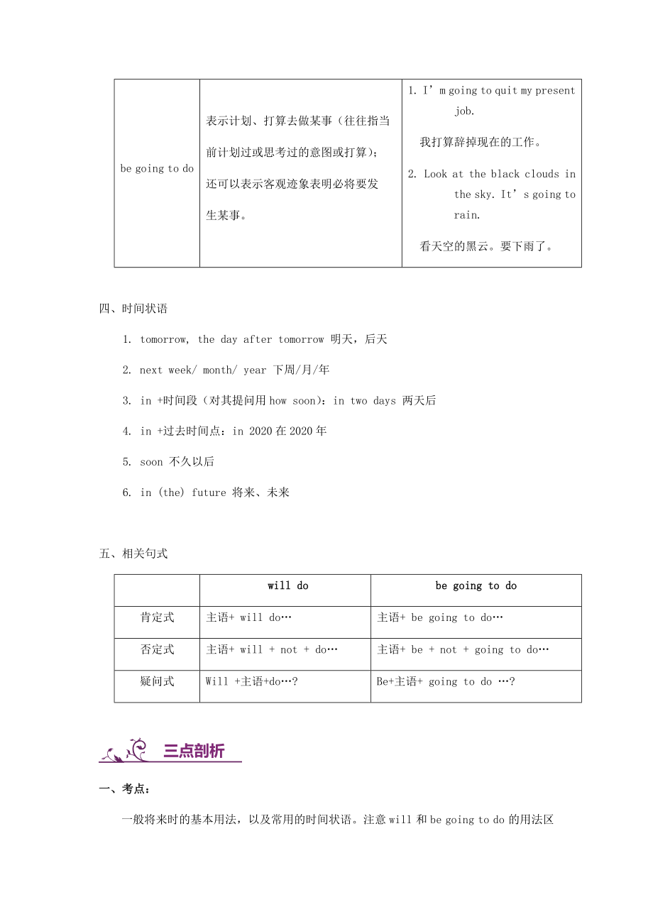 中考英语专题讲练：-一般将来时(含解析).doc_第2页