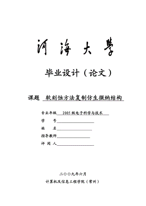 电子信息工程毕业设计（论文）软刻蚀方法复制仿生微纳结构.doc