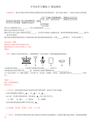 中考化学粗盐提纯专题练习题.doc