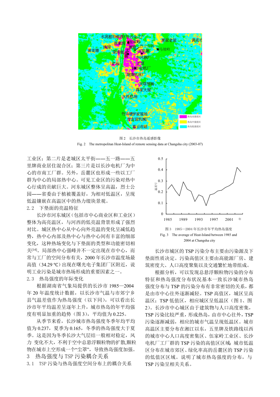 毕业论文（设计）基于RS 和GIS 的长沙城市热岛效应与TSP 污染耦合关系.doc_第3页