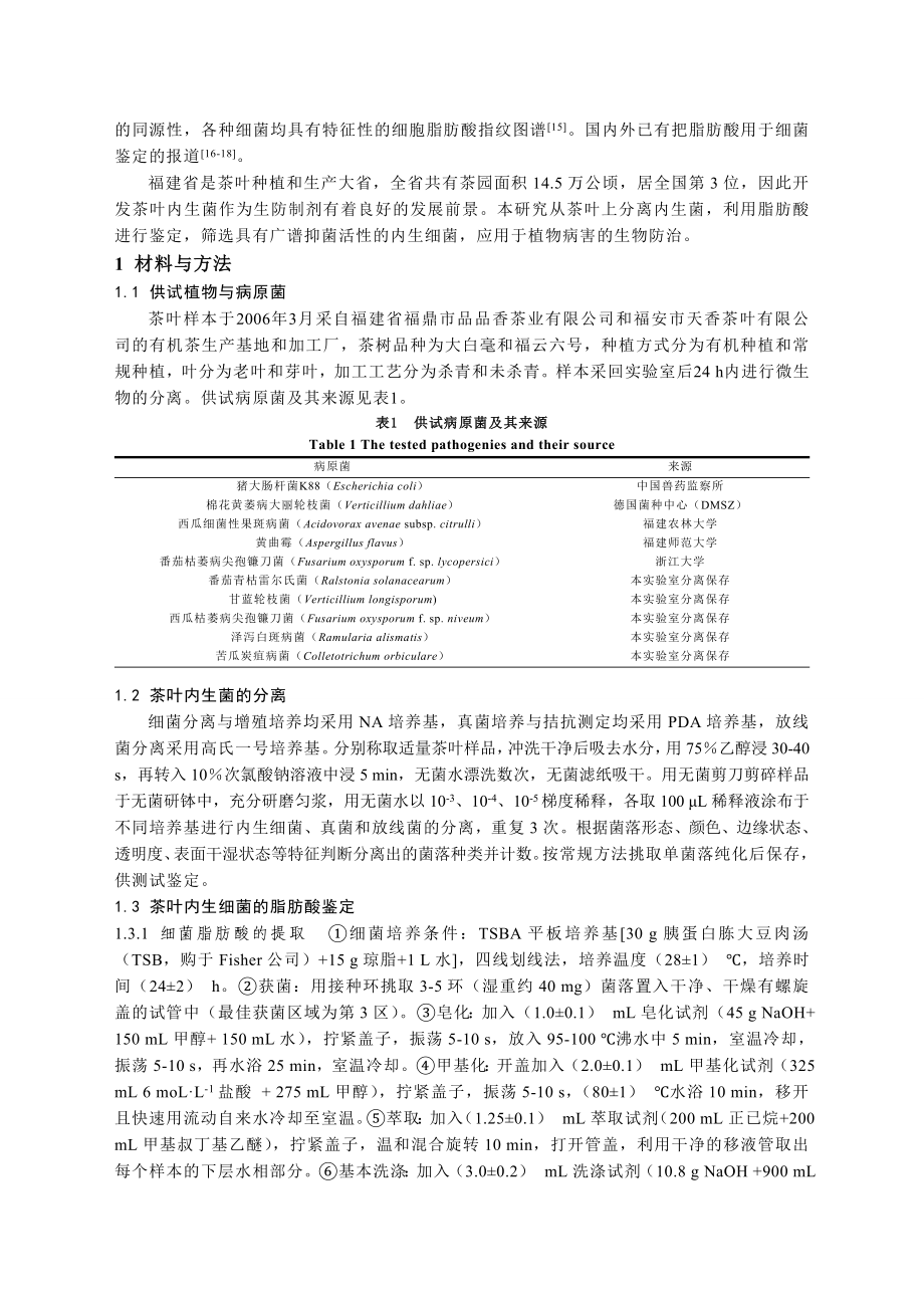 毕业论文（设计）茶叶内生菌的分离鉴定及其生防功能初探.doc_第2页