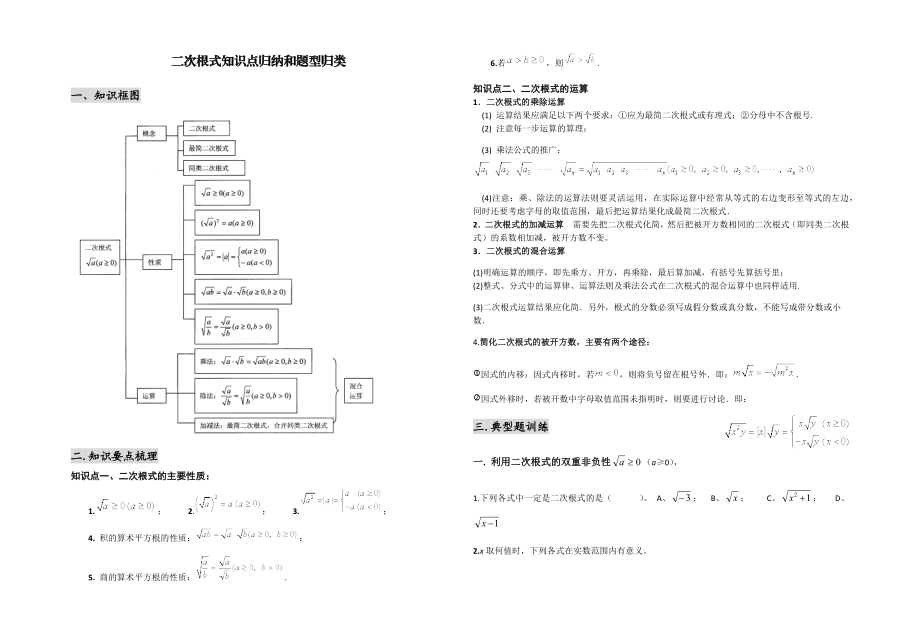 《二次根式》知识点归纳和题型归类.docx_第1页