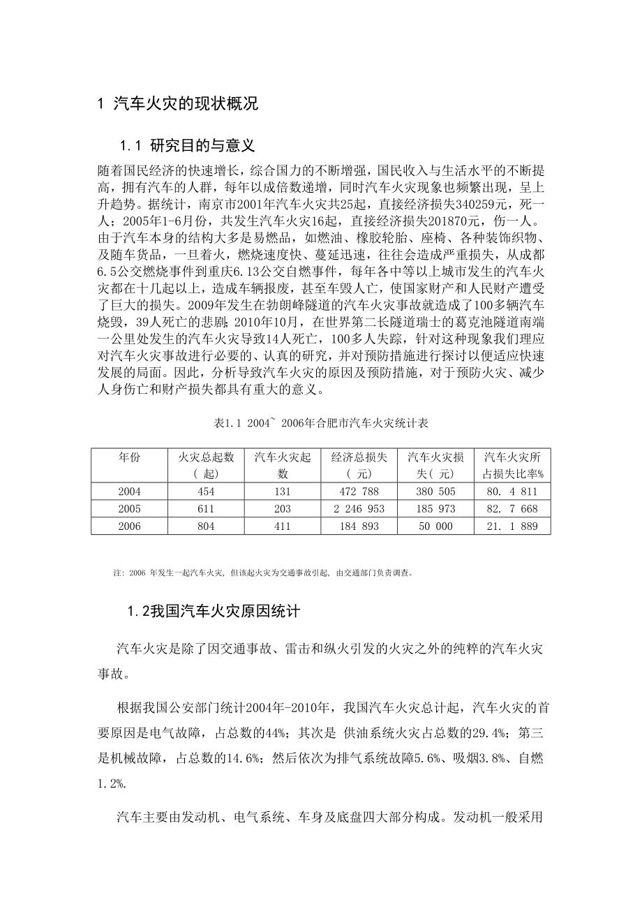 汽车火灾事故分析及预防——毕业论文.doc_第1页