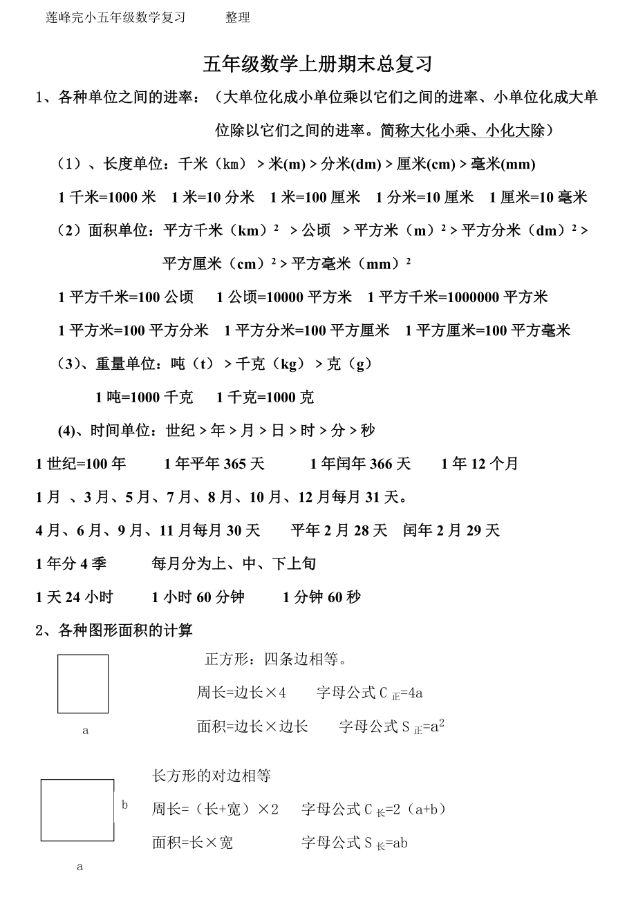 【小学数学】五年级上册数学期末总复习资料整理.doc_第1页