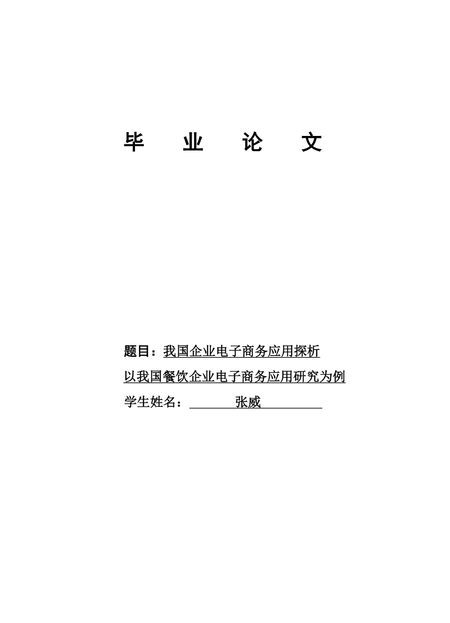 毕业论文我国企业电子商务应用探析.doc_第1页