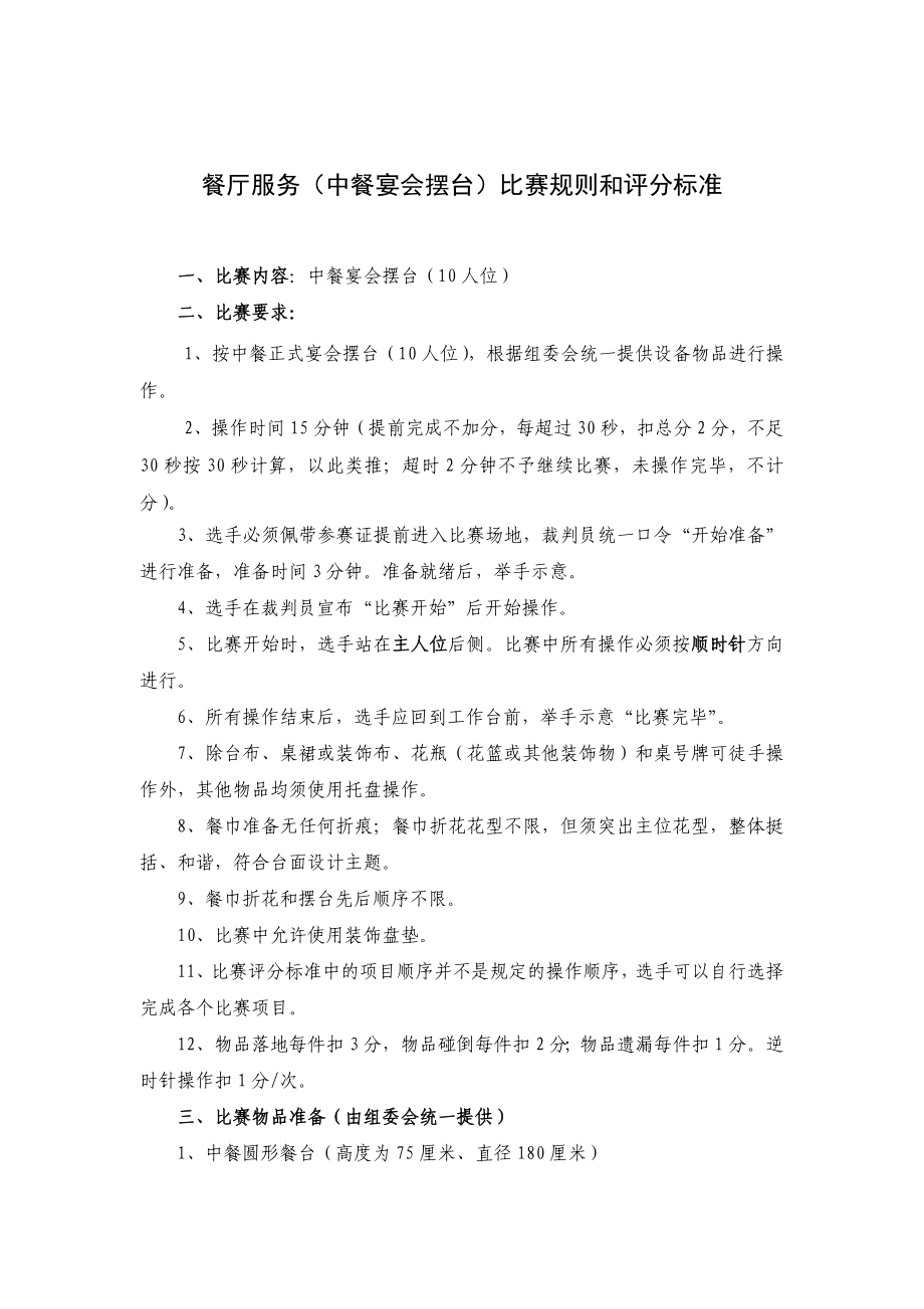 中职酒店服务技能大赛比赛规则和评分标准.doc_第3页