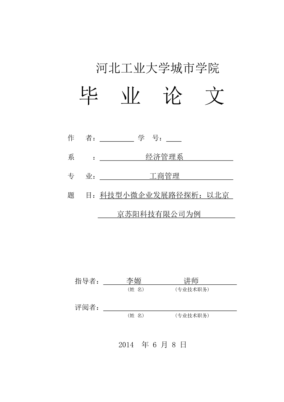 科技型小微企业发展路径探析毕业设计论文.doc_第1页