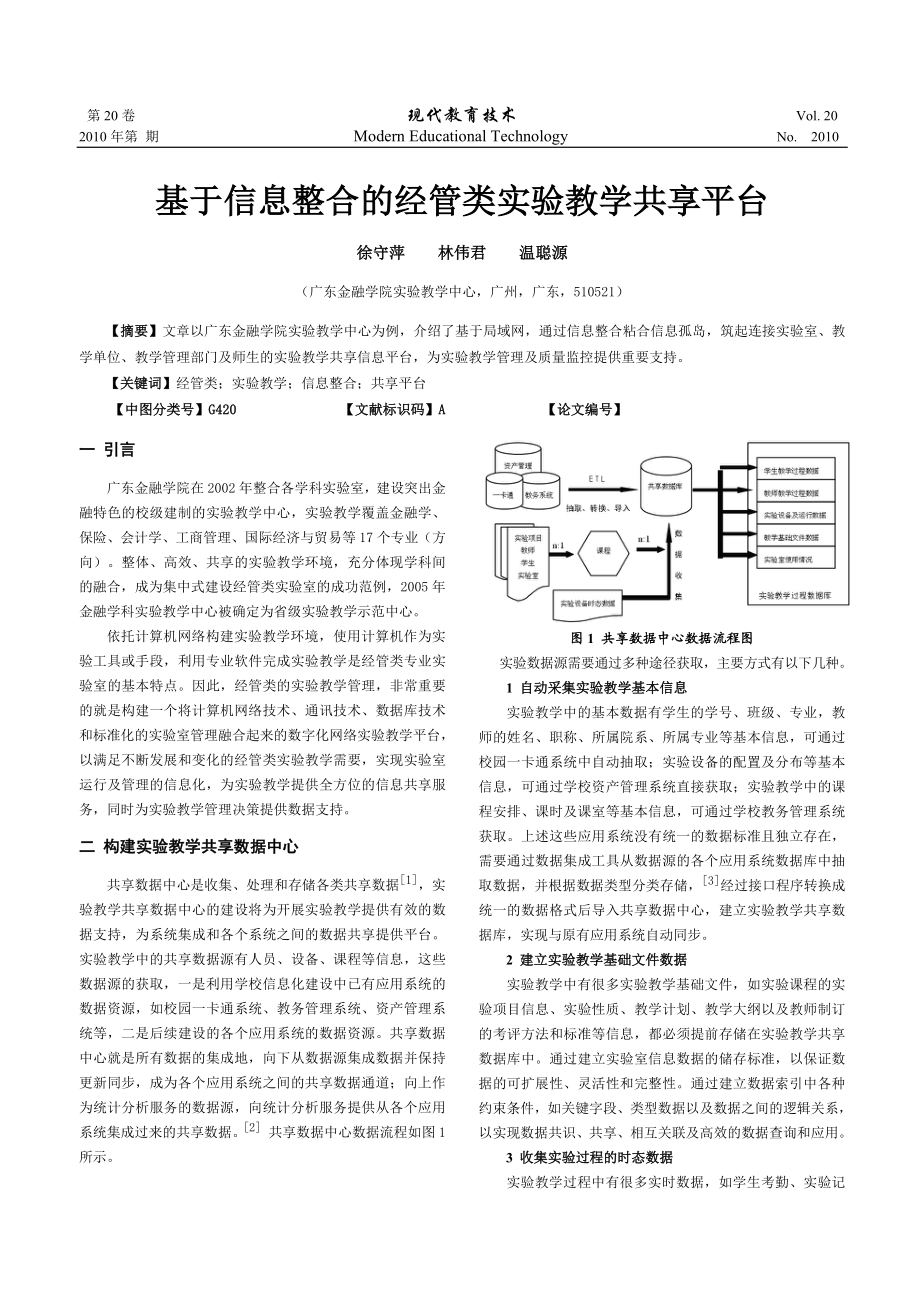 论文（设计）基于信息整合的经管类实验教学共享平台.doc_第1页