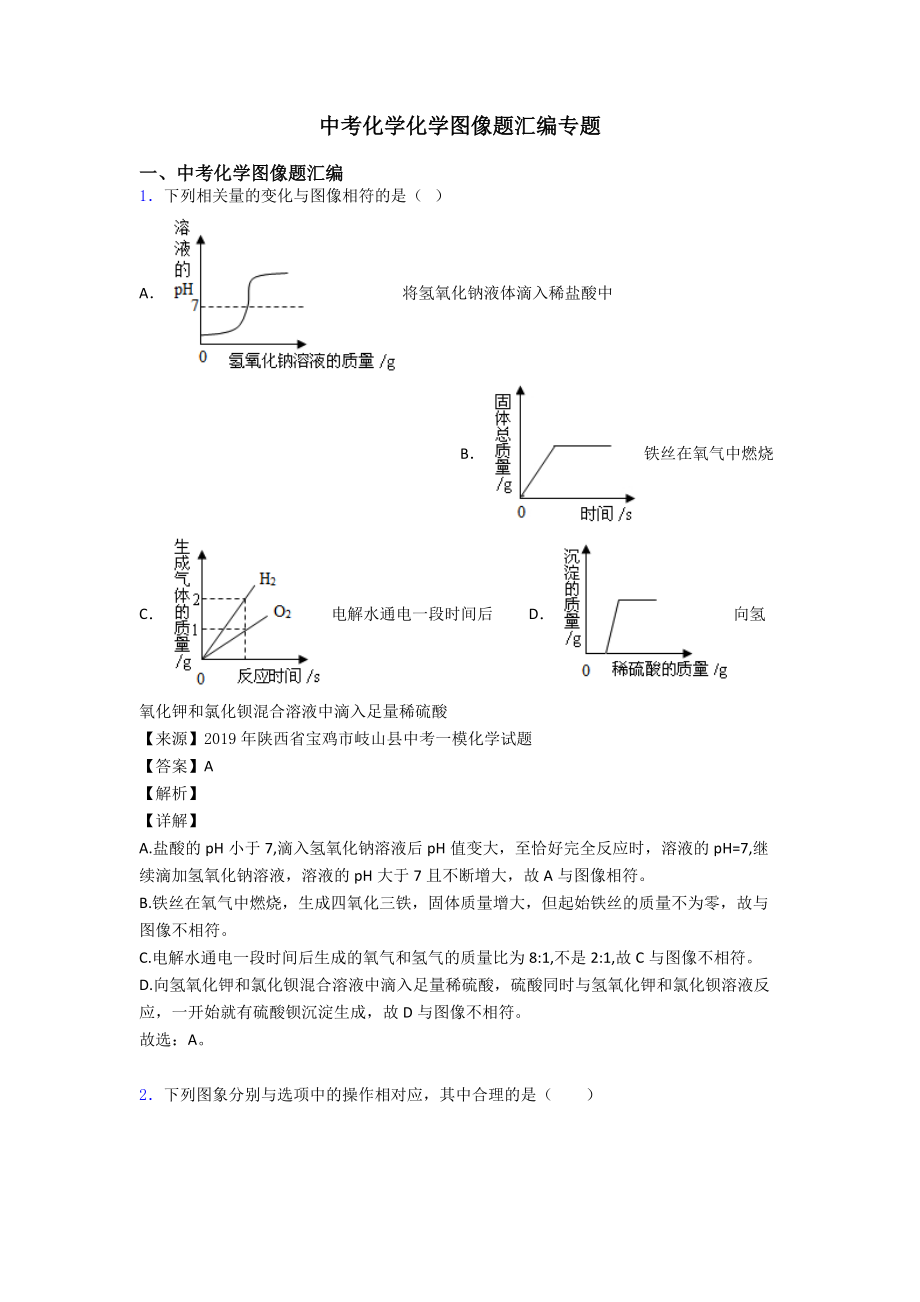 中考化学化学图像题汇编专题.doc_第1页