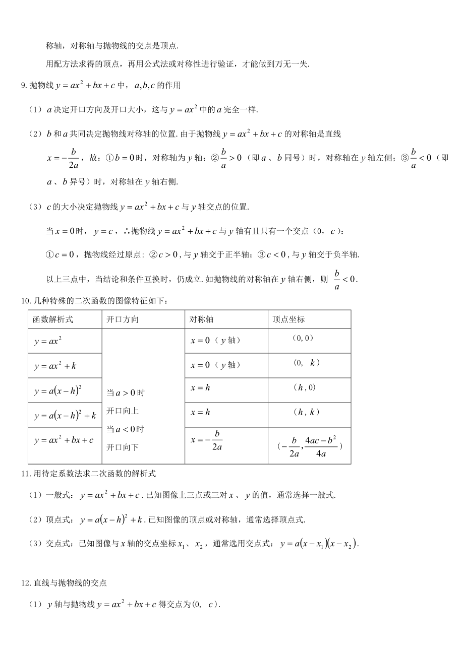 史上最全初三数学二次函数知识点归纳总结.doc_第2页