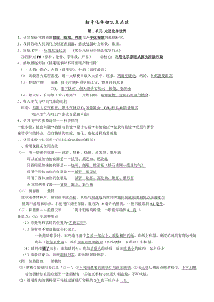 初中化学知识点总结经典按章节复习.doc