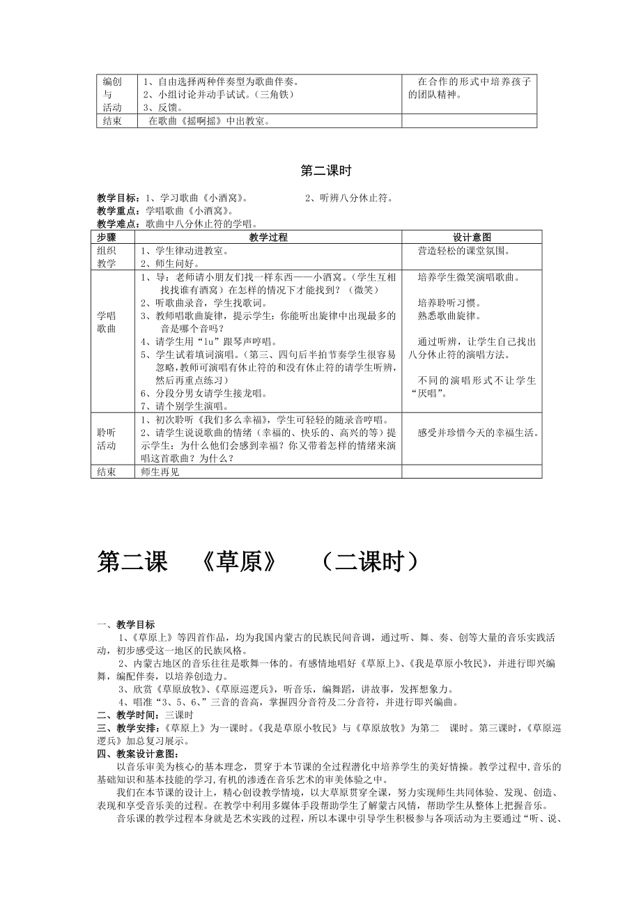 人音版三年级上册音乐全册教案.doc_第2页