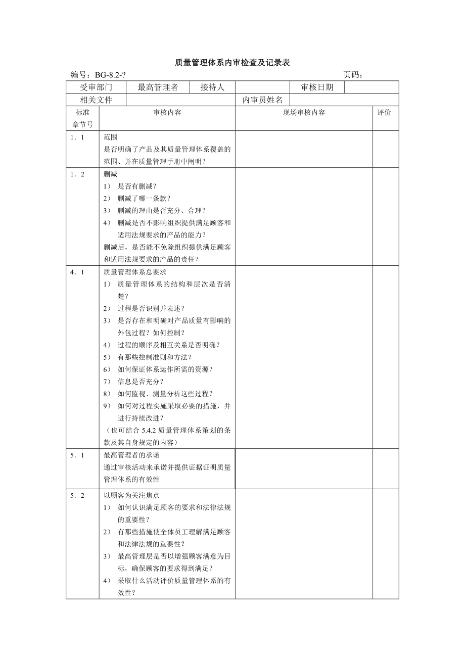 内审检查表(范本)要点.doc_第1页