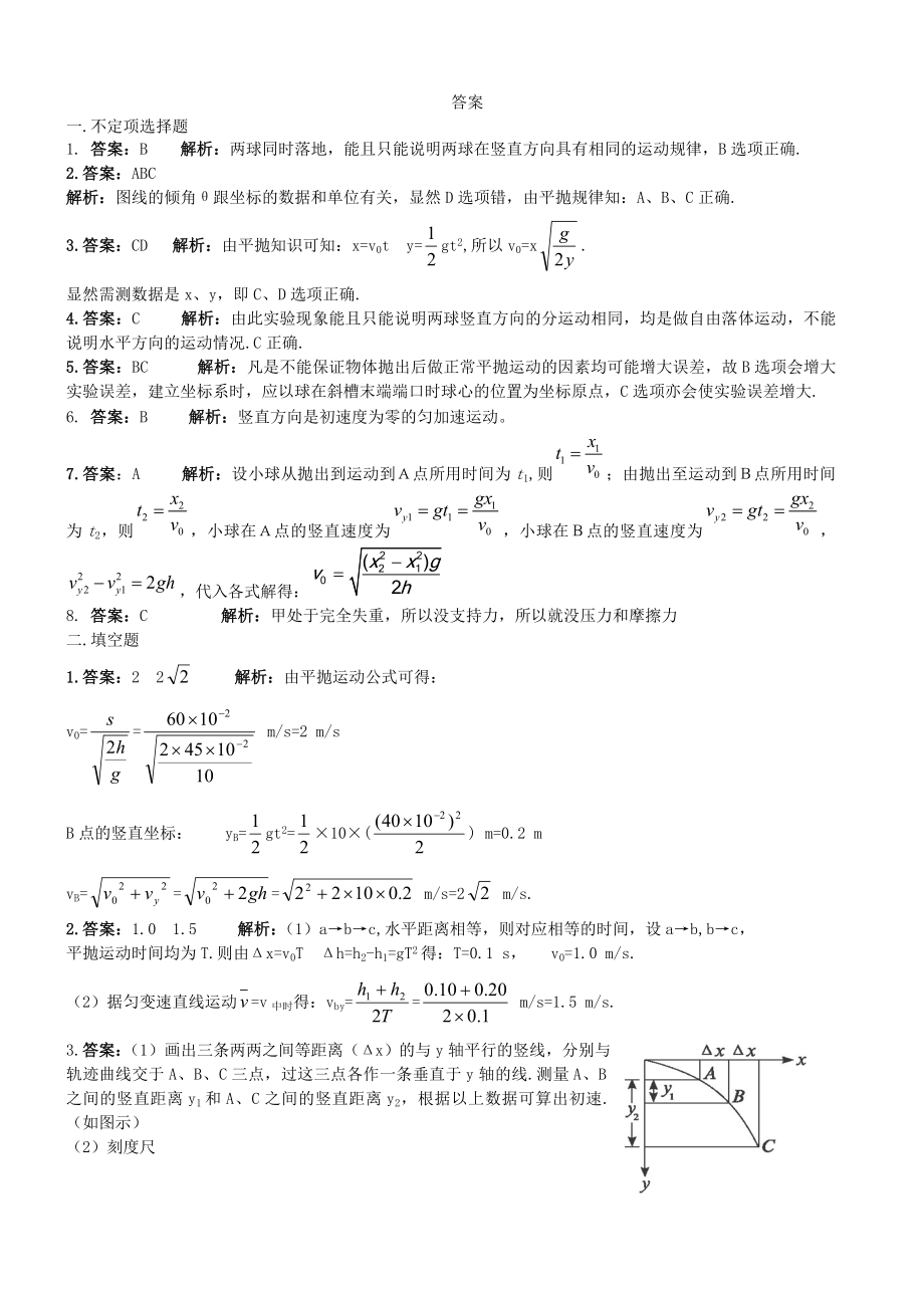 平抛运动实验专项训练题.doc_第3页