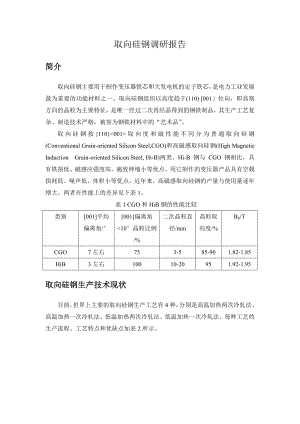 取向硅钢调研报告资料.doc