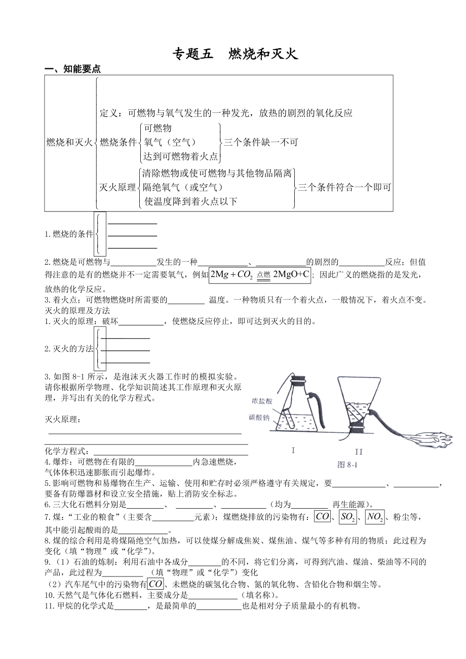 初中九年级(初三)化学《燃烧与灭火》专题复习(含练习题).doc_第1页