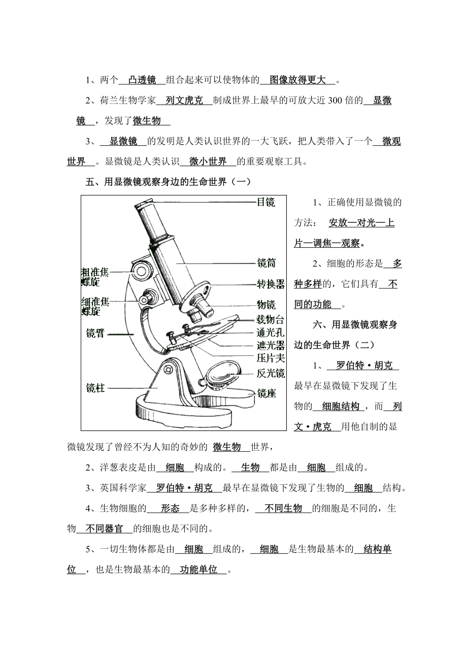 教科版六年级下册科学复习资料.doc_第2页