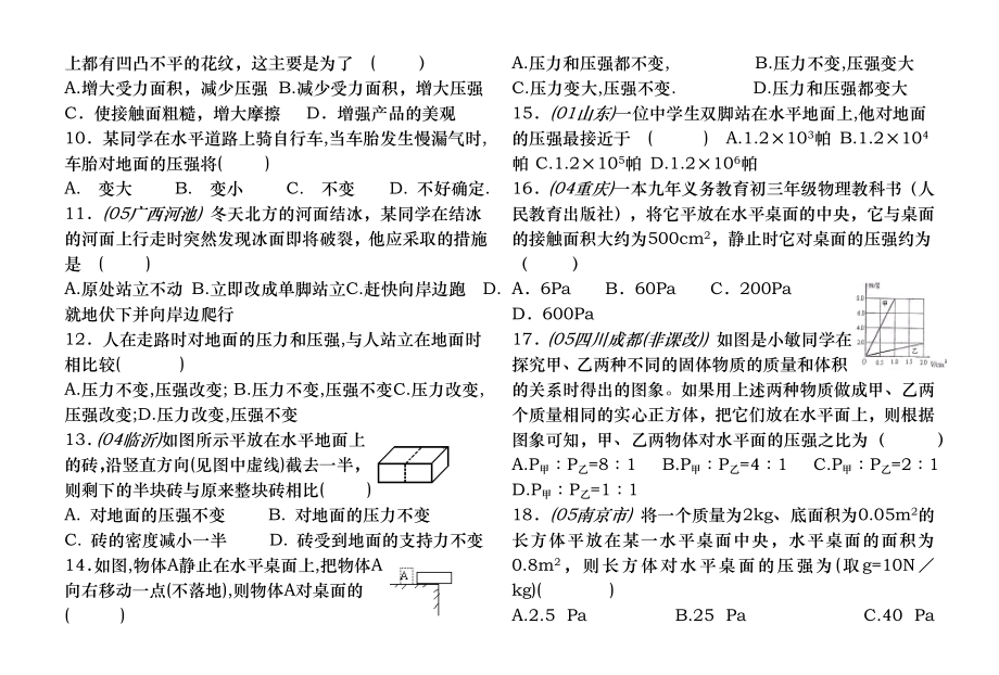 固体压强和液体压强练习题.doc_第2页