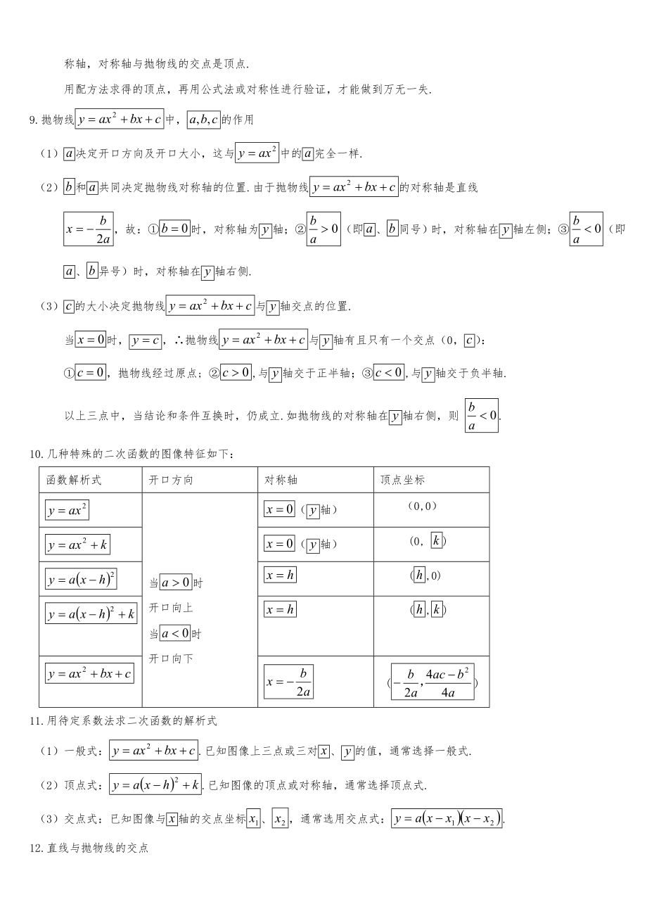 全初三数学二次函数知识点归纳总结.doc_第2页