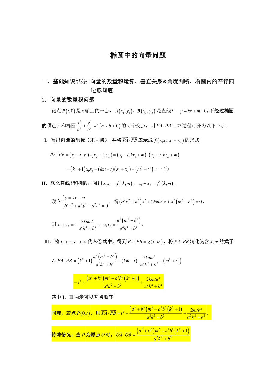 椭圆大题中的向量问题—基础篇.doc_第1页