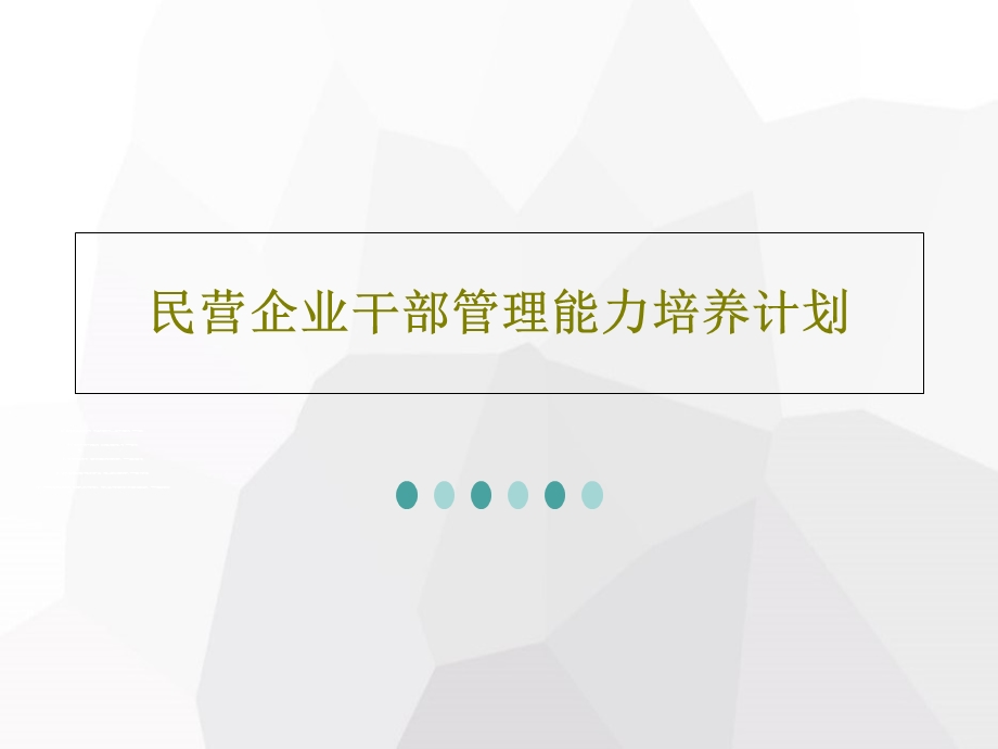 民营企业干部管理能力培养计划课件.ppt_第1页