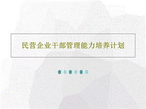 民营企业干部管理能力培养计划课件.ppt