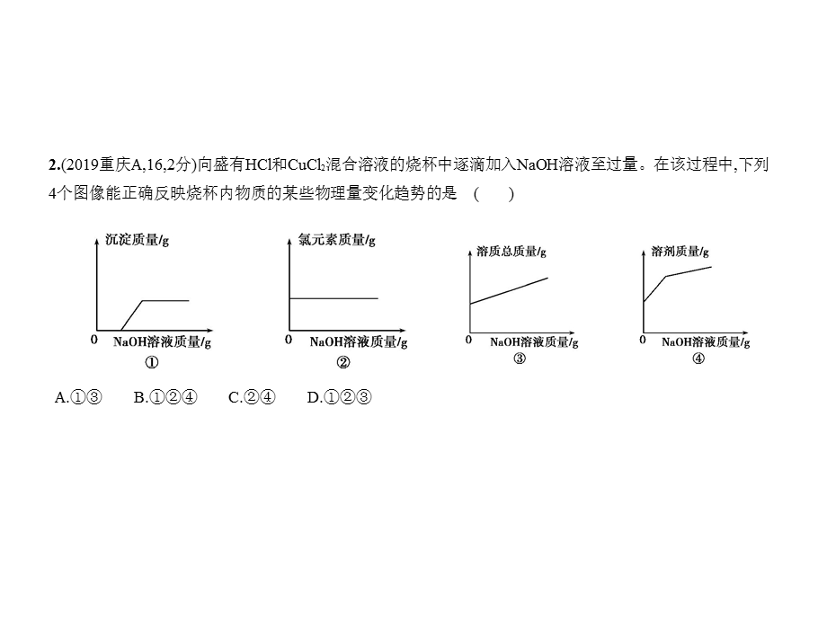 2020年河南化学中考复习练习ppt课件：专题十七-坐标图像题.pptx_第3页