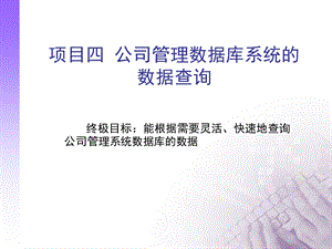 项目四公司管理数据库系统的数据查询课件.ppt